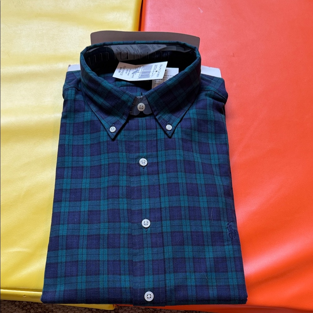 Ralph Lauren Blue and Green Plaid Shirt